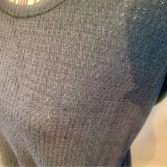 NWT Pleione Top XS Black Waffle Knit Short Sleeves Crossover Knot Hi Lo - Picture 7 of 16